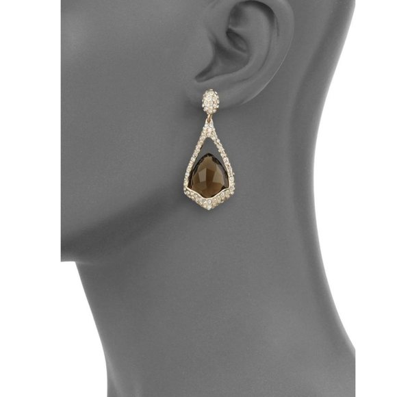 NEW Alexis Bittar Smoky Quartz & Crystal Earrings